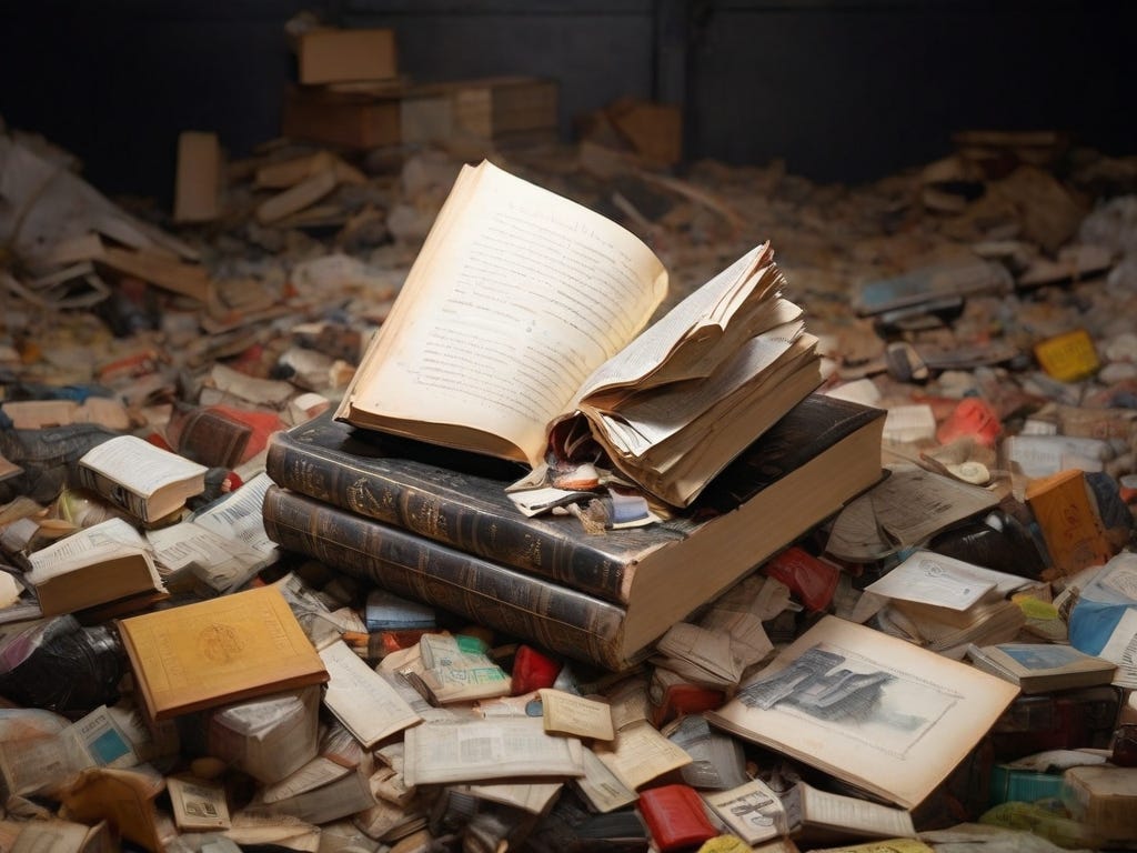 Book hidden in garbage