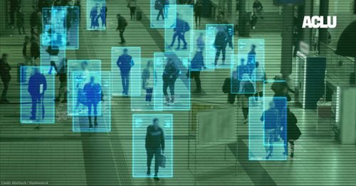 Scanning the crowd of people walking at the railway station. Surveillance interface using artificial intelligence and facial recognition. Scanning the crowd of people walking at the railway station. Surveillance interface using artificial intelligence and facial recognition.