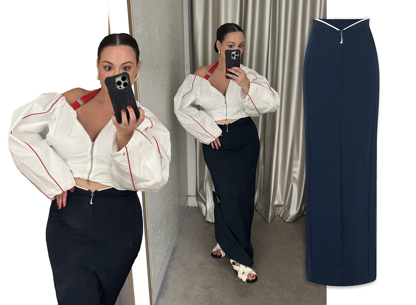 Images of Bella wearing the Nike x Jacquemus collaboration.