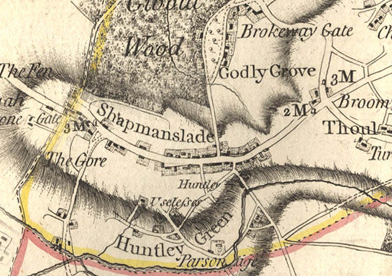 Old 1773 map of Chapmanslade, Wiltshire