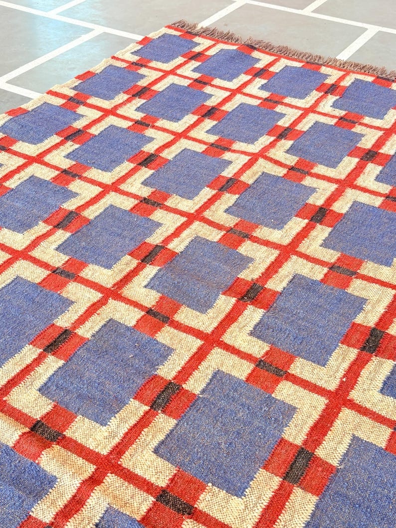 Wool Jute Rug Kilim Area Rug Handmade Kilim Runner Rug Boho Hallway Rug Vintage Kitchen Rug Outdoor Handwoven Wool Rug Custom Size Rug 8x10 image 1