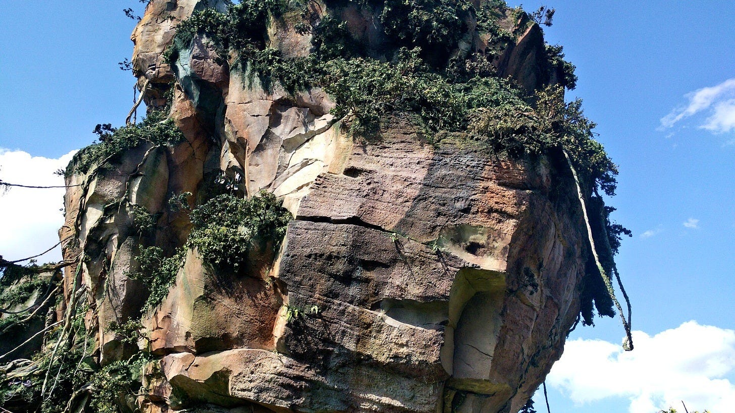 A floating mountain in Pandora at Disney's Animal Kingdom, the first Disney and Lightstorm Avatar project. Image: elisfkc via Wikimedia Commons A floating mountain in Pandora at Disney's Animal Kingdom, the first Disney and Lightstorm Avatar project. Image: elisfkc via Wikimedia Commons