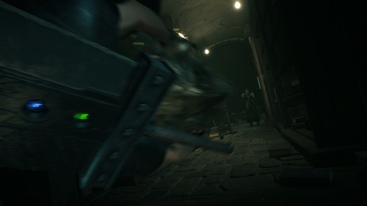 SOLDIER Cloud is tossed away by Sephiroth after trying to hold him back.