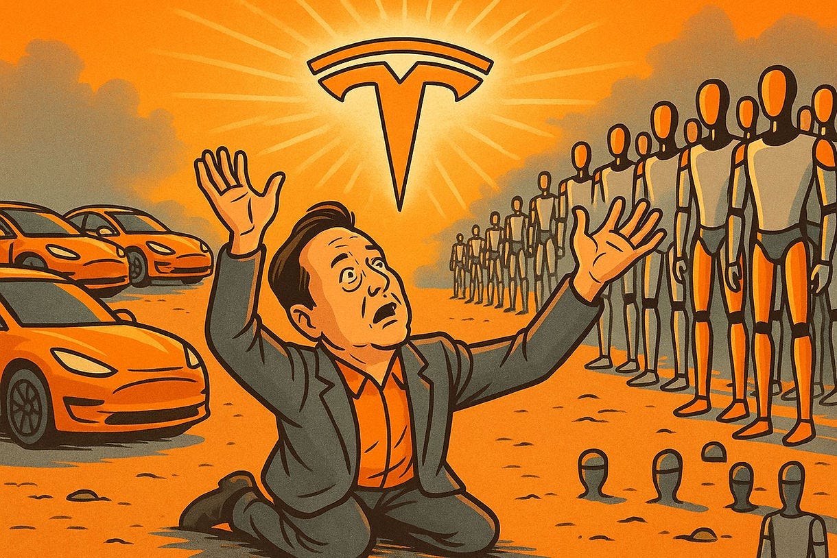 Elon Musk betet zu Optimus und Robotaxis 