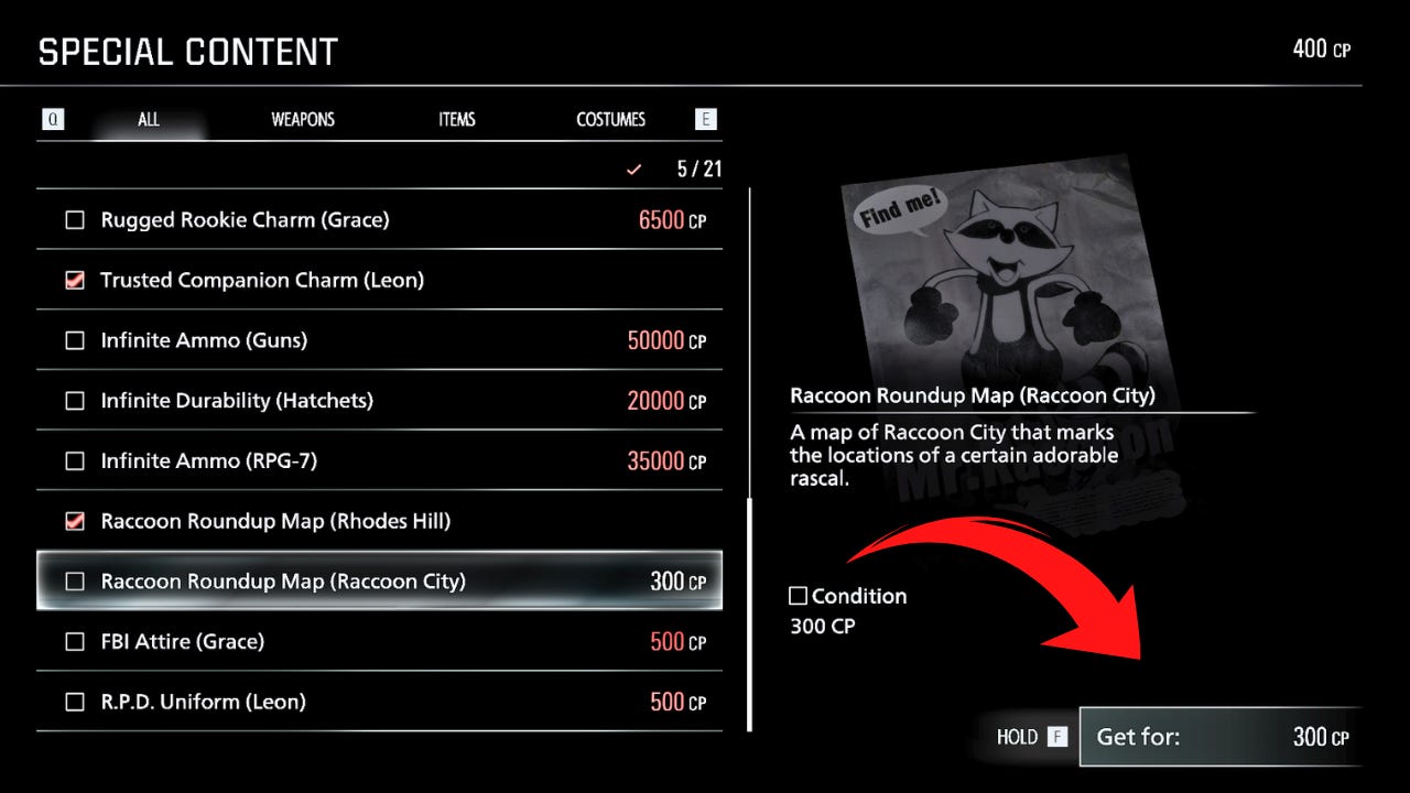 Special content menu Resident Evil Requiem