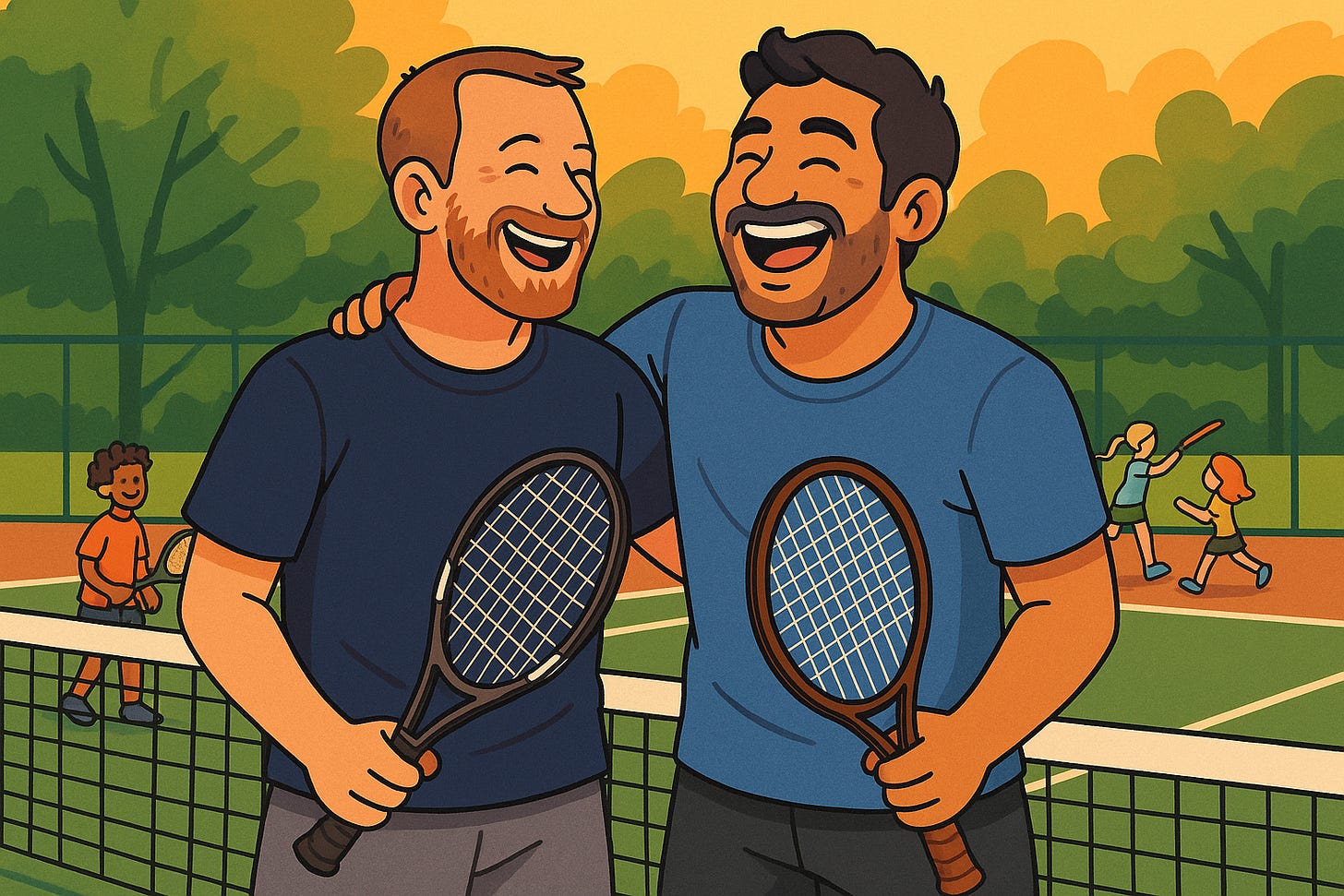 Tennis Fun at Sunset