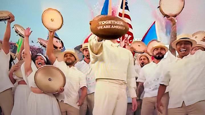 Bad Bunny's Powerful Four-Word Message on His Football During Super Bowl Halftime Show Bad Bunny's Powerful Four-Word Message on His Football During Super Bowl Halftime Show