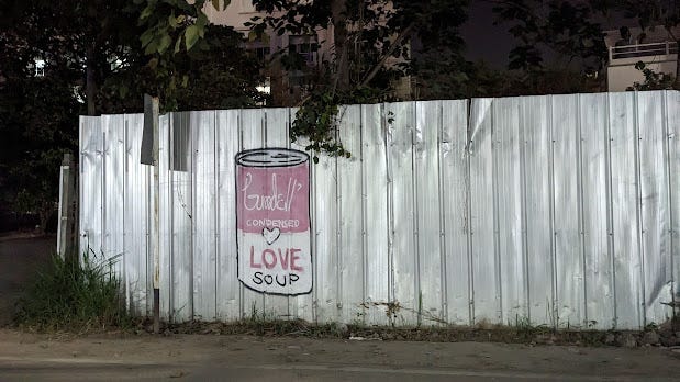street art of a campbell's soup can
