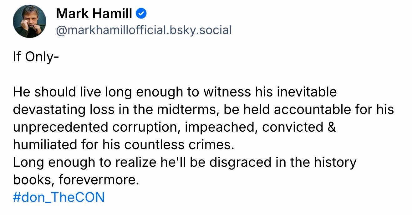 White House slams Mark Hamill over Bluesky post depicting Trump in a grave White House slams Mark Hamill over Bluesky post depicting Trump in a grave