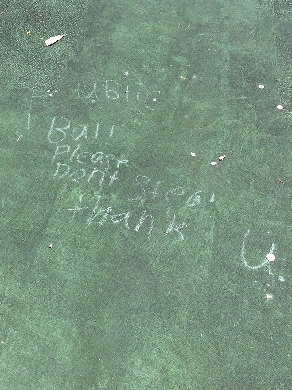 Please don't steal ball - thank you!