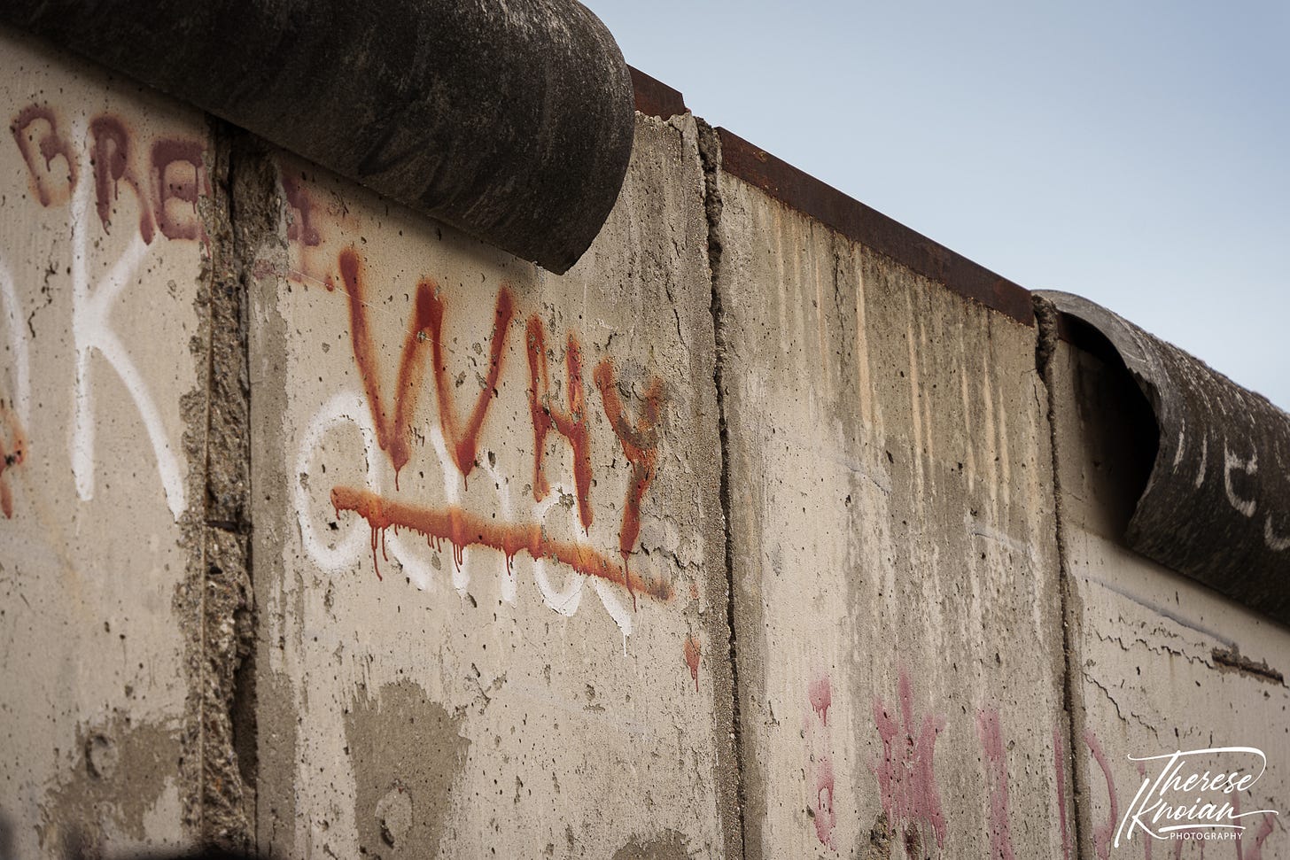 Berlin Wall at the Topography of Terror with the Why graffiti. 