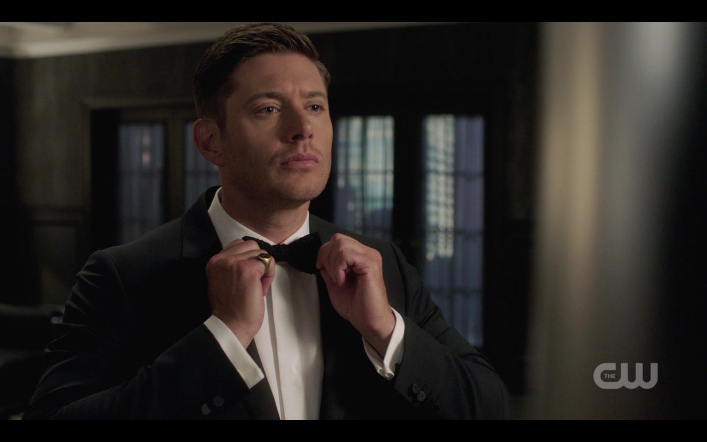 dean winchester suiting up in tux michael gods monsters