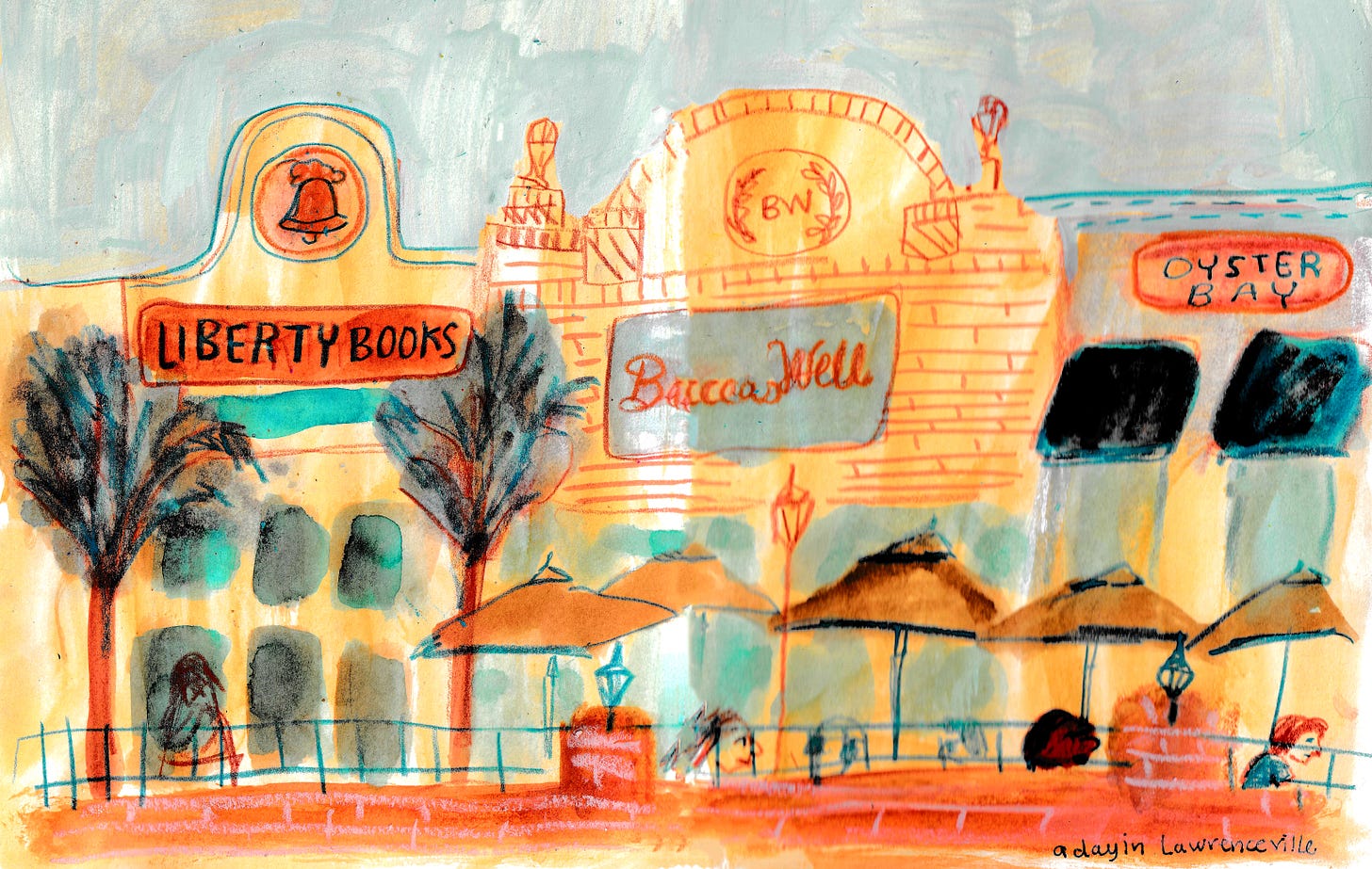 downtown lawrenceville, GA illustration by Beth Spencer