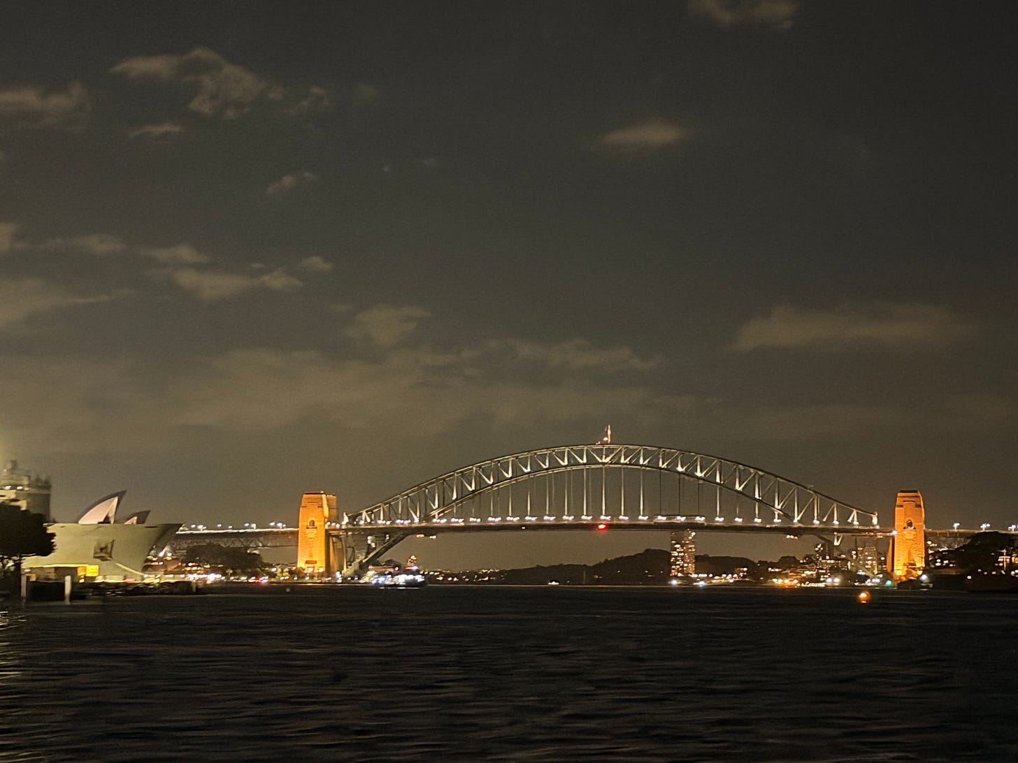Sydney skyline at night during unexpected hotel stay. Sydney skyline at night during unexpected hotel stay.