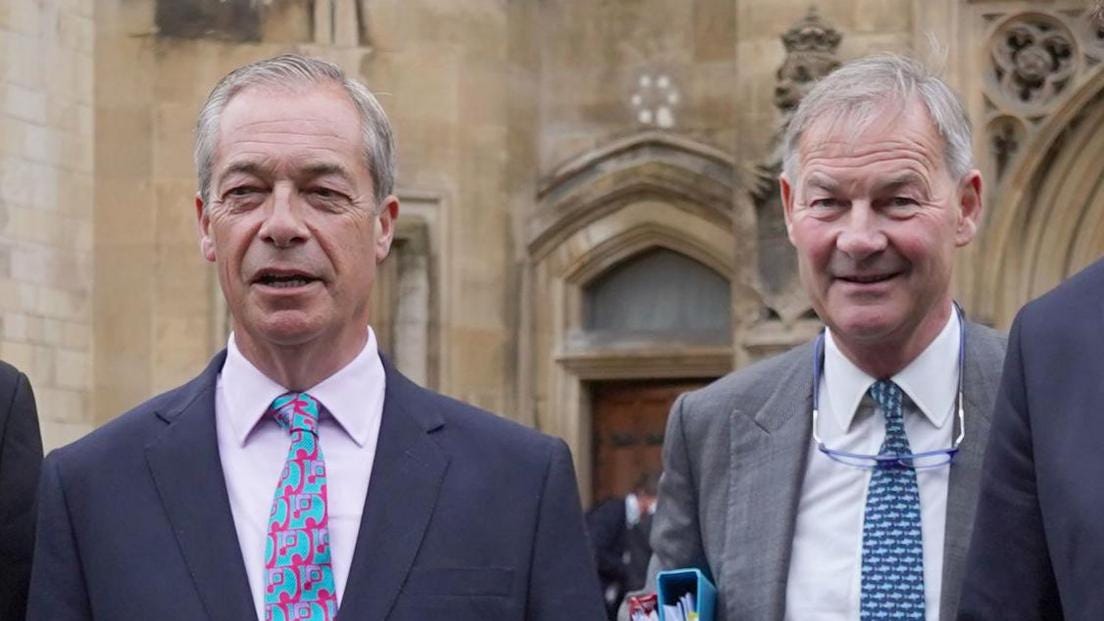 Nigel Farage and Rupert Lowe outside Parliament in Westminster Nigel Farage and Rupert Lowe outside Parliament in Westminster
