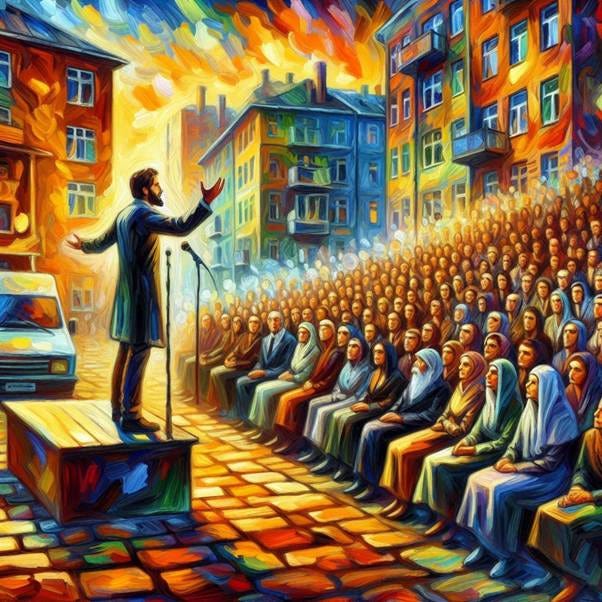 A person standing on a podium with a crowd of people in the background
AI-generated content may be incorrect. A person standing on a podium with a crowd of people in the background
AI-generated content may be incorrect.