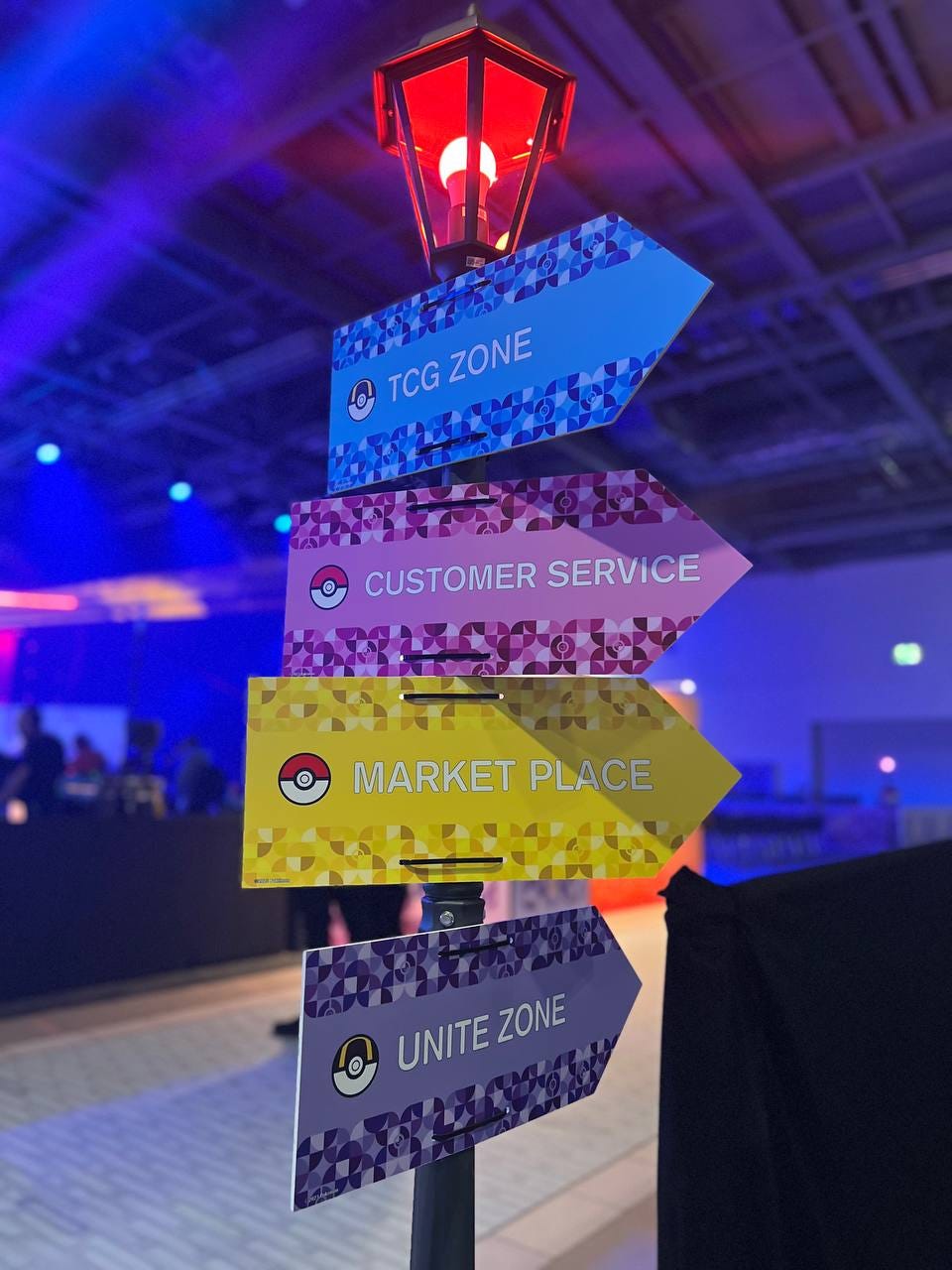 A helpful signpost on display, showing attendees where to go