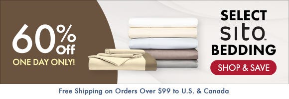 Get 60% Off on Select SITO® Bedding Get 60% Off on Select SITO® Bedding