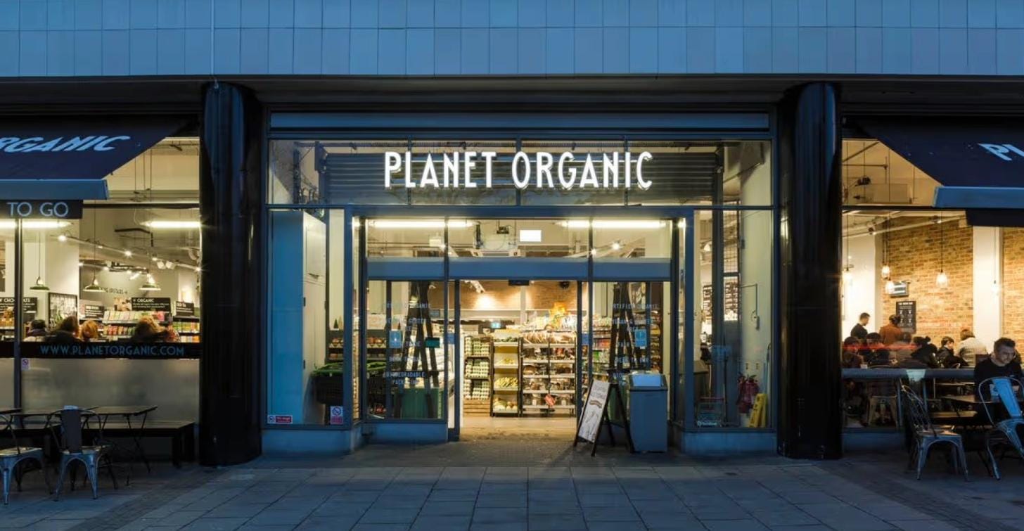 Exterior of Planet Organic supermarket. Exterior of Planet Organic supermarket.