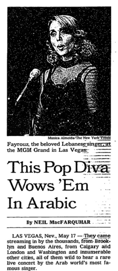 My first concert wasn't 50 Cent, it was Fairouz in Las Vegas