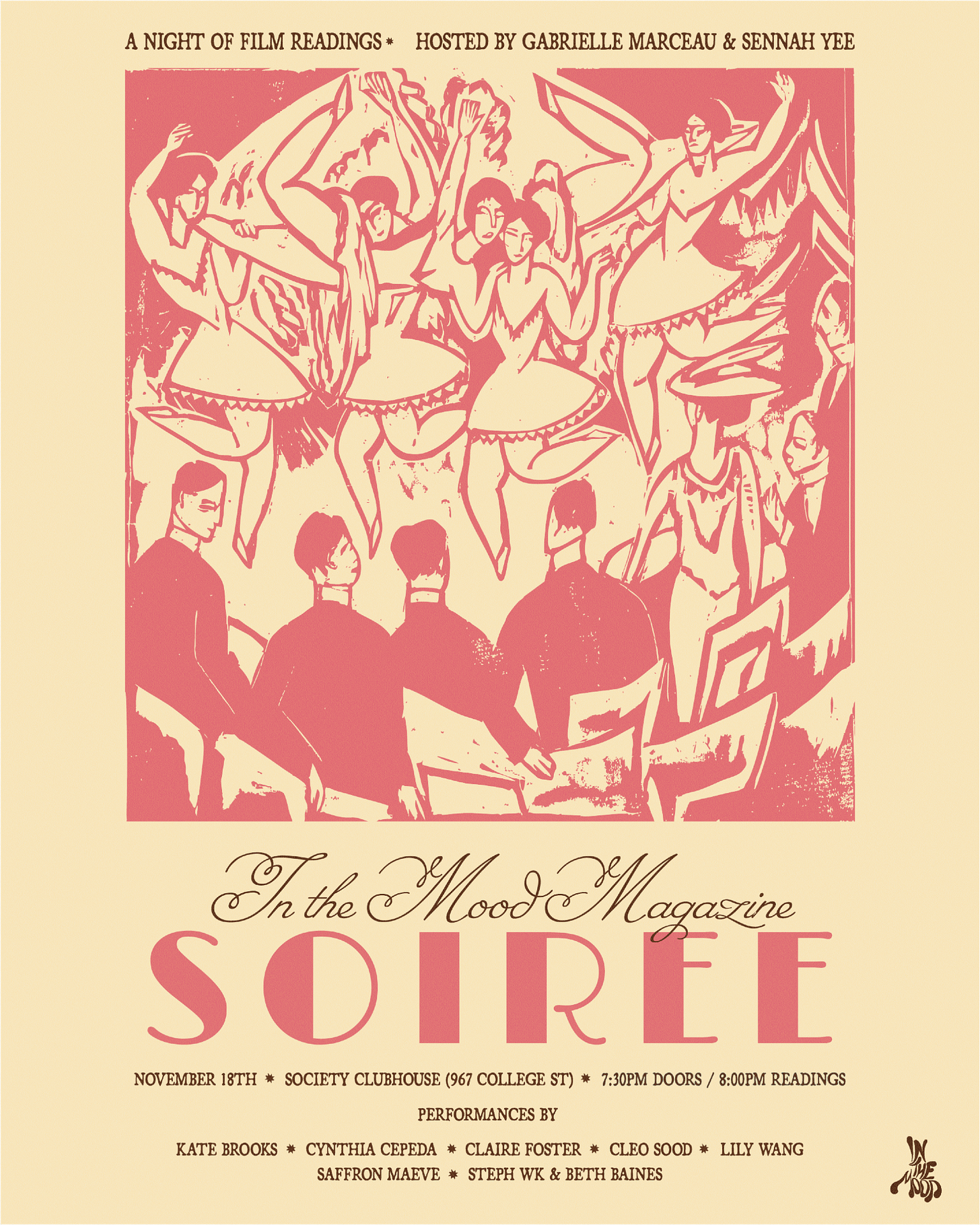 Soiree poster - a cut-out of people dancing