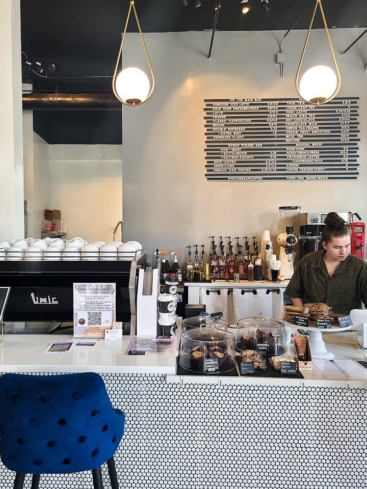Waterbean Coffee order counter and baked goods display