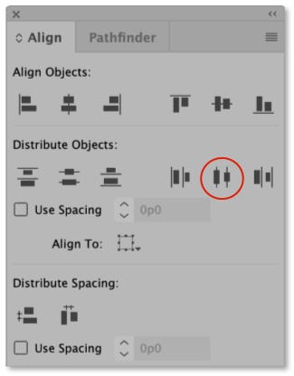 Distribute objects horizontally tool.