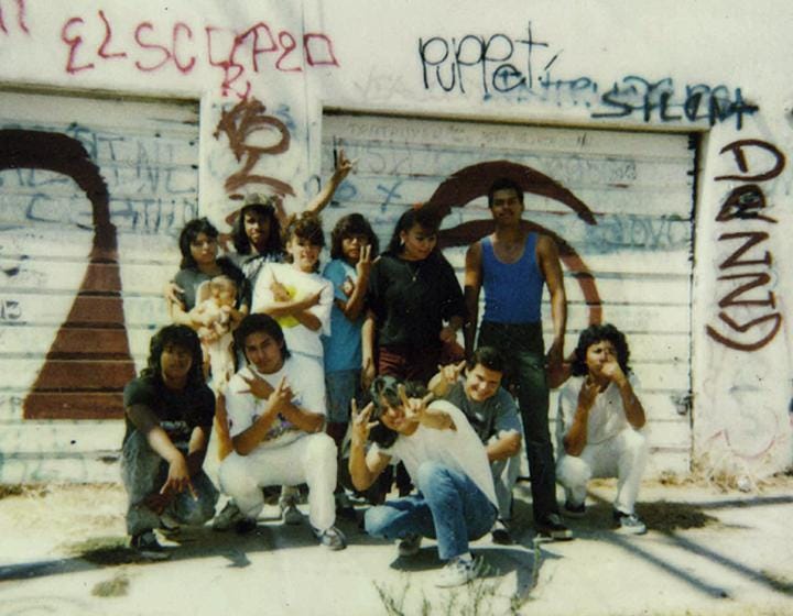 Members of the Western Locos clique of the Mara Salvatrucha in the mid-80s in Los Angeles. One of them, Puppet, returned years later to El Salvador and lived in the Amatepec colonia in San Salvador, where he was eventually murdered.