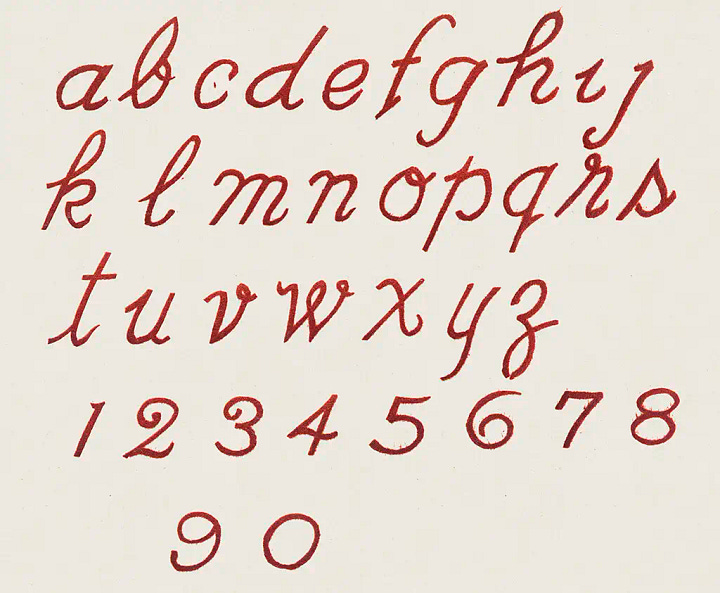 collection of velvet flocked alphabets on cream paper background
