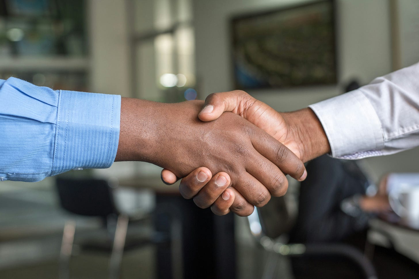 office work meeting handshake hand hands corporate shirt hiring sale recruitment job interview human resources deal agreement selling african american shake black hand business