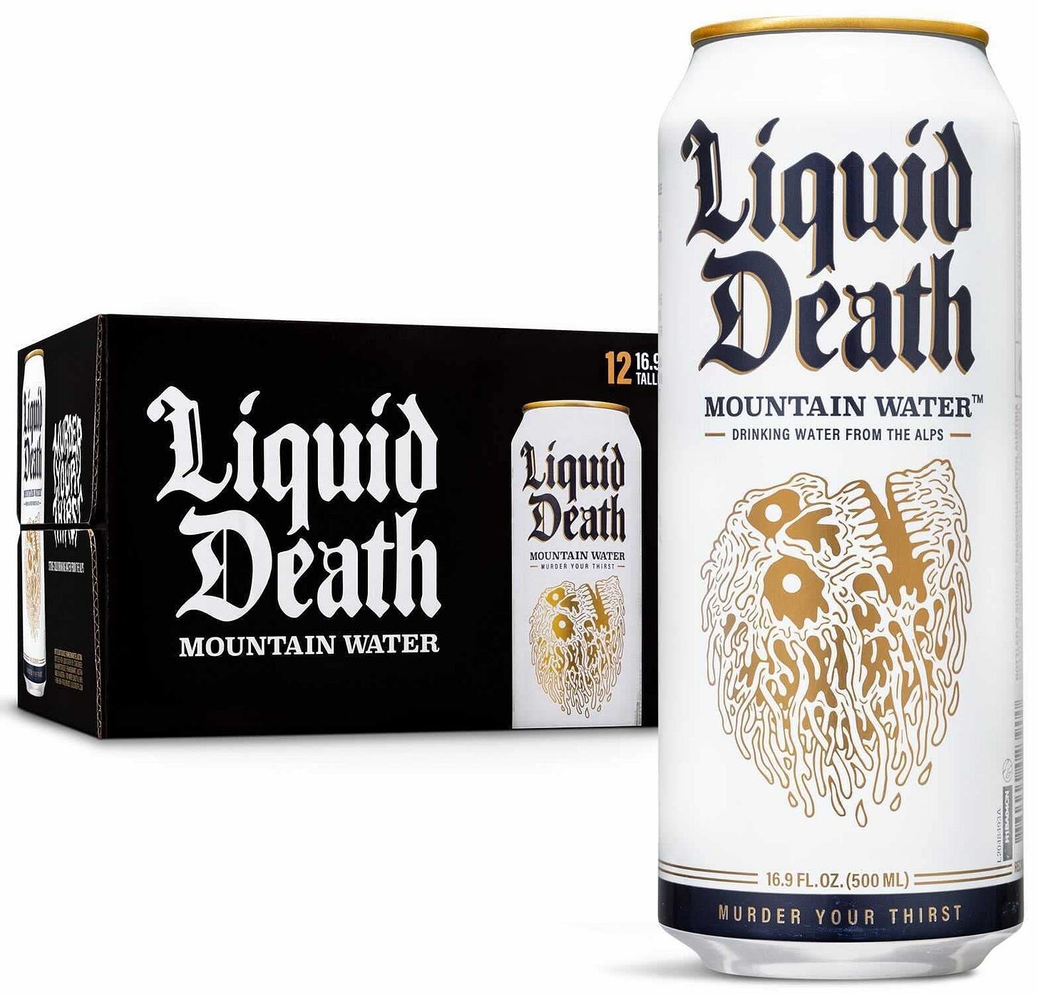 Amazon.co.jp: Liquid Death Mountain Water, 16.9 oz Tallboys (12-Pack) :  食品・飲料・お酒