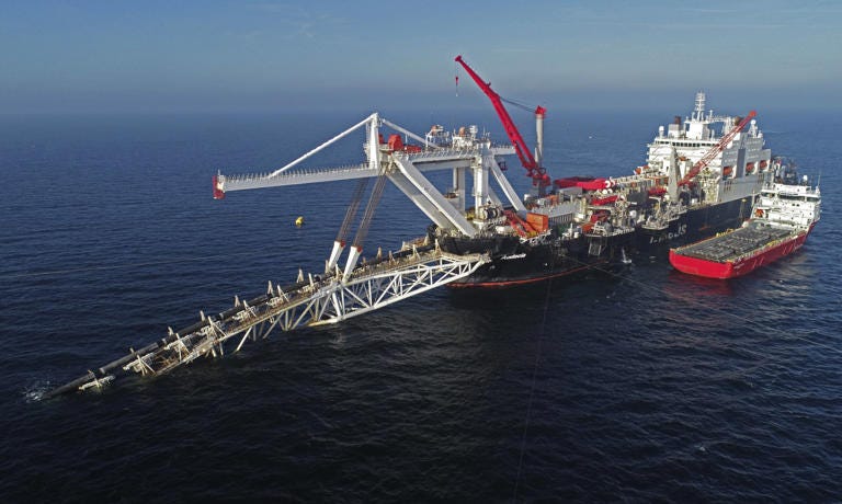 A ship in the Baltic Sea working on the Nord Stream 2 pipeline in 2018 (Photo: Bernd Wuestneck/DPA via AP)