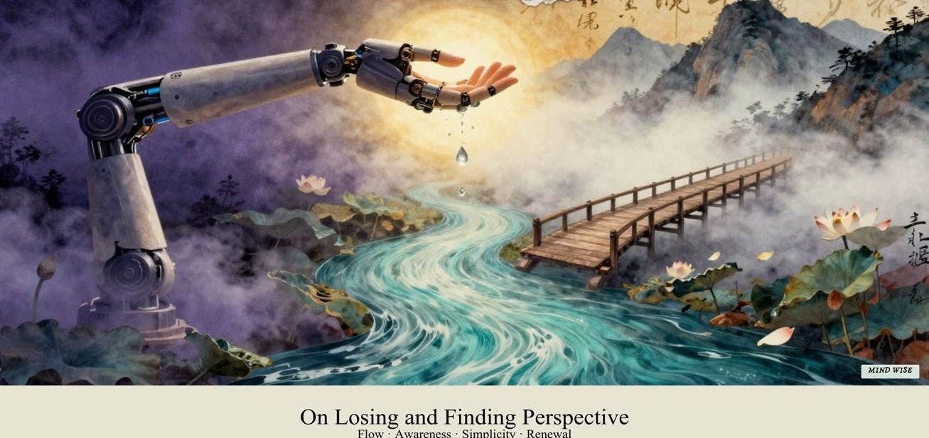 Robotic arm with open grasp and mystical flowing river Robotic arm with open grasp and mystical flowing river