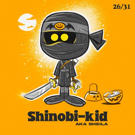 Spooky Kiddos are my custom character creations. They're kids dressed up in they're spookiest costumes. I drew one everyday for the entire month of October.