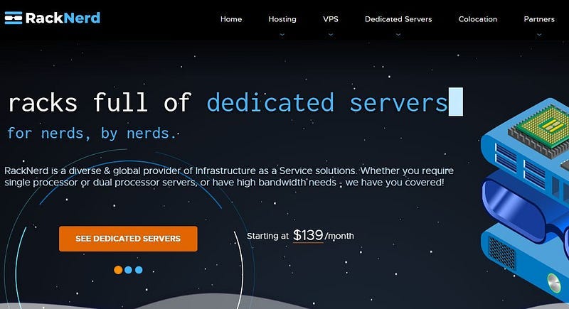 RackNerd Homepage screenshot