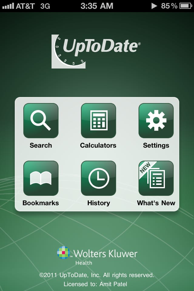 Review of the much anticipated UpToDate iPhone app, arguably the most read  medical reference tool