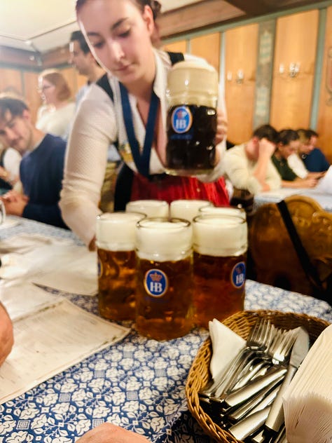 Photos of traditional German Bavarian dress, Oktoberfest celebrations, Munich flower market and Bavarian food specialities