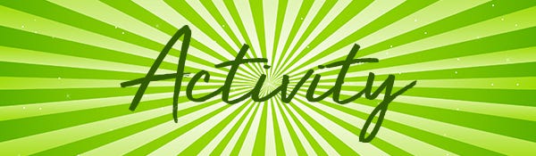 Green sunburst that says Activity in green