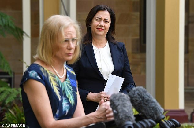 Prof Griffin has slammed  'captains' calls' made by chief health officer Jeannette Young (left) and Annastacia Palaszczuk (right)