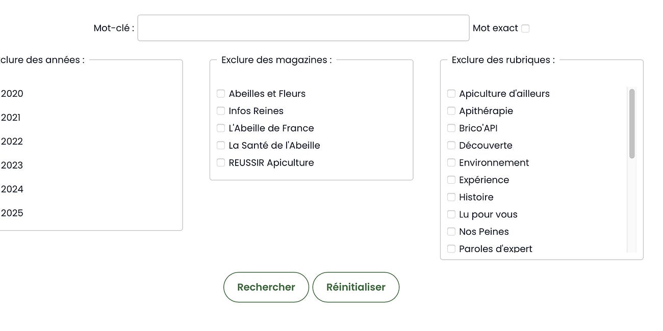 Moteur de recherche de la presse apicole