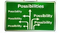 a road sign indicating possibilities
