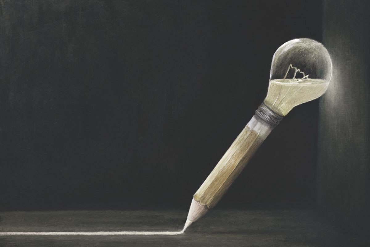 Lightbulb Pencil Drawing White Line