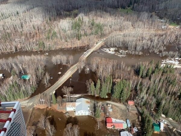 High waters surround buildings