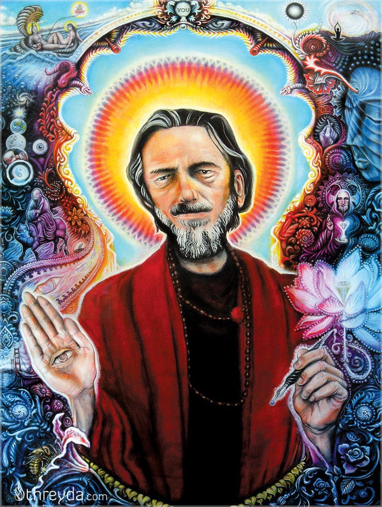 Portrait of Alan Watts by Randal Roberts - Threyda Art and Apparel