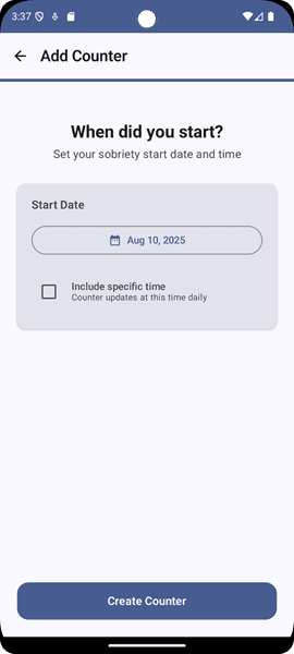 Setting your clean date in Nimbus Clean Time with date picker