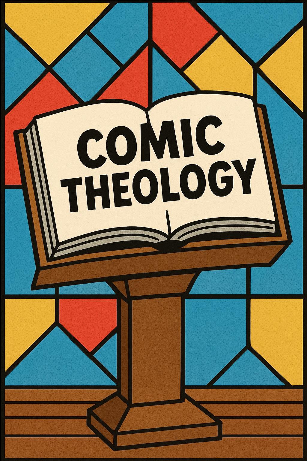 May be a doodle of text that says 'COMIC THEOLOGY'