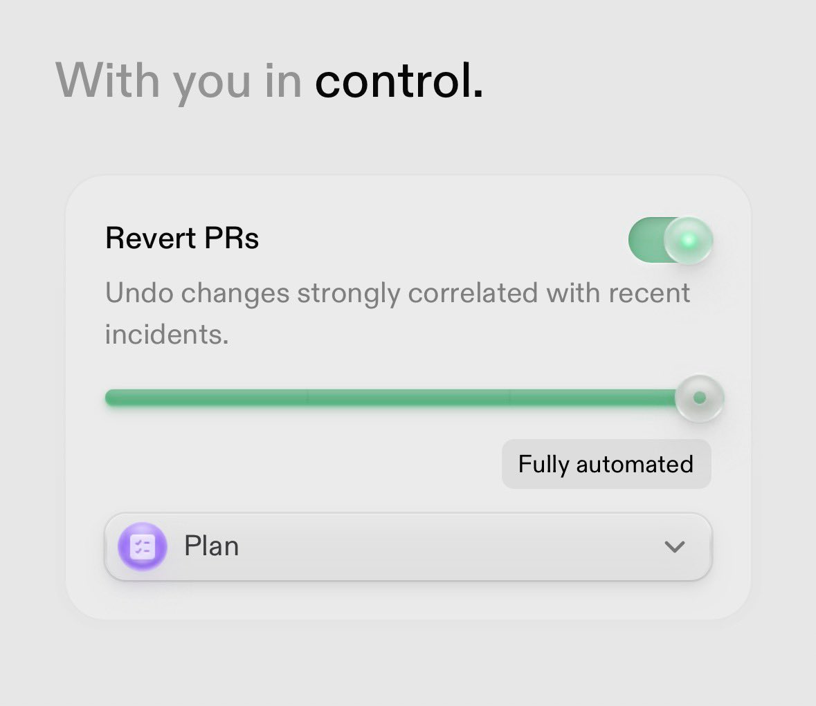 Card UI to select the level of control and type of plan to try Card UI to select the level of control and type of plan to try