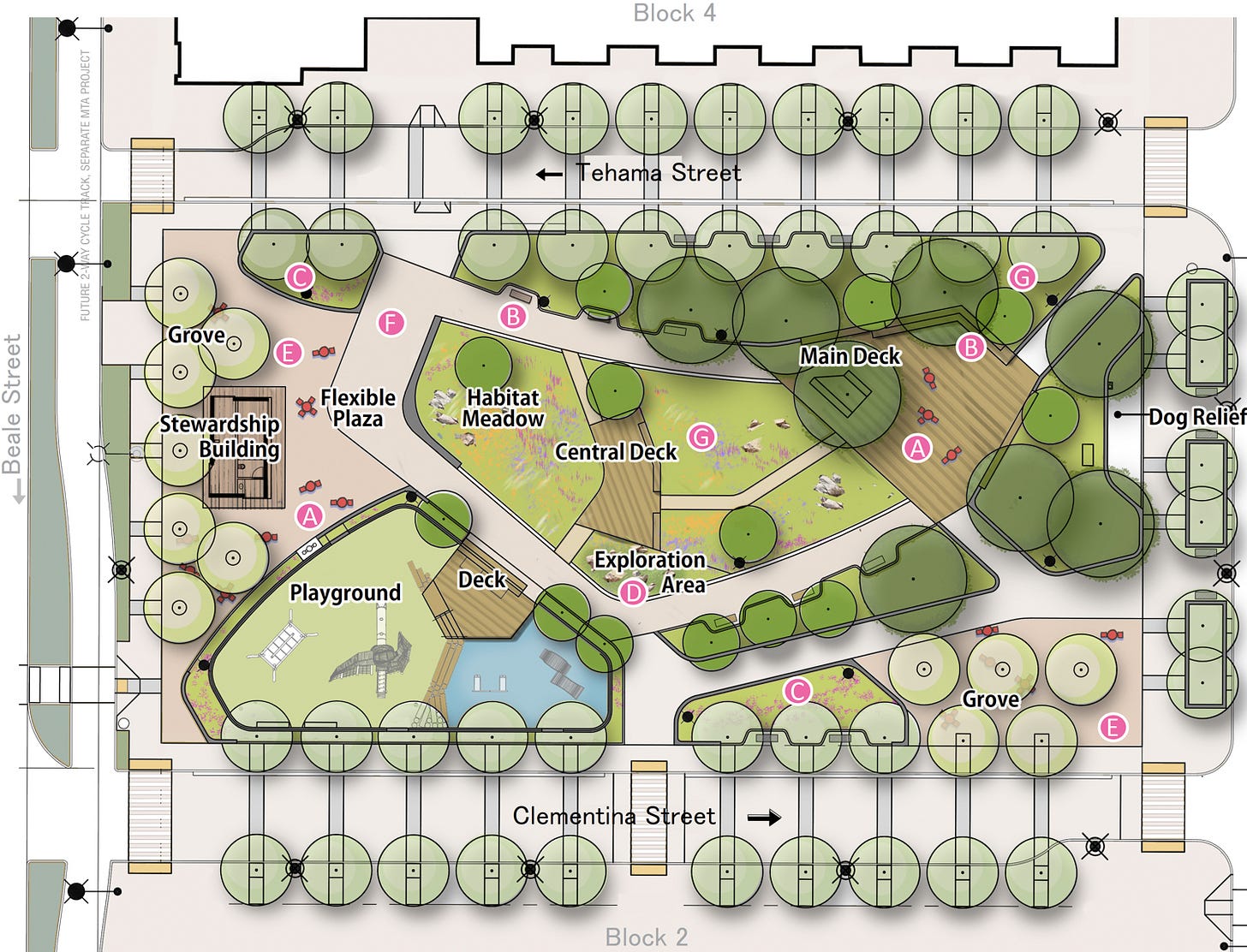 Transbay Block 3 site map, illustration by San Francisco Public Works