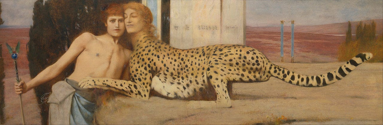 Fernand Khnopff - Le Sphinx ou les Caresses (1896) Fernand Khnopff - Le Sphinx ou les Caresses (1896)