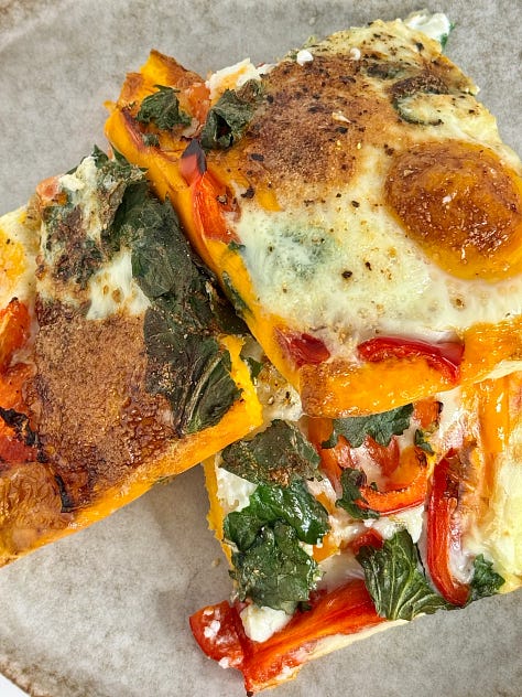 Bake-ahead egg & turkey breakfast casserole, bake-ahead veggie egg frittata, bake-ahead spinach & egg omelette
